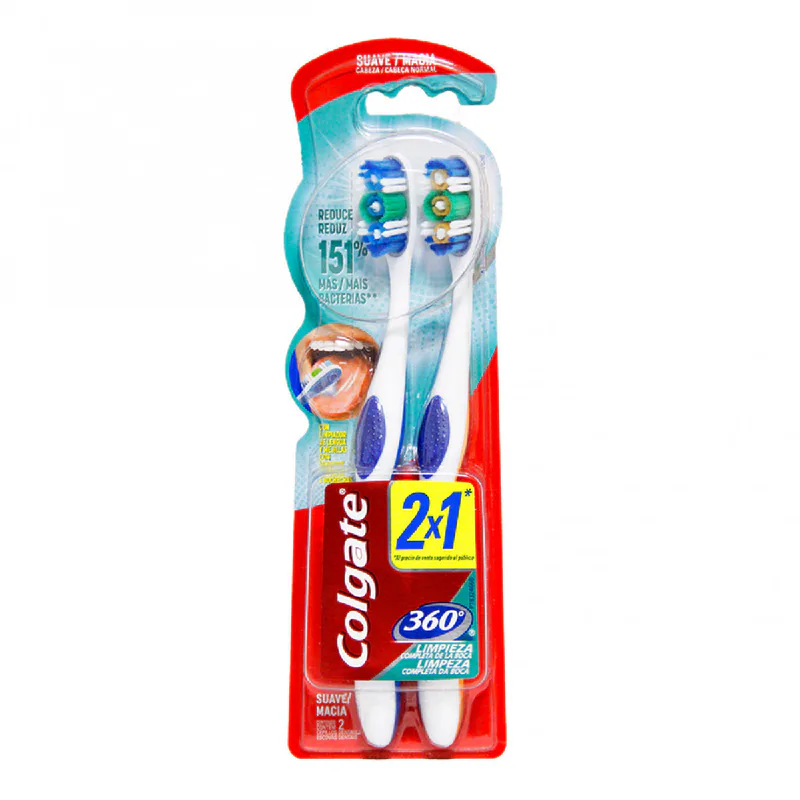 CEPILLO COLGATE 360 SUAVE LIMPIEZA COMPLETA PACK X2PCS