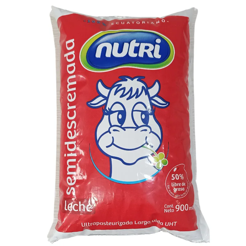 LECHE NUTRI SEMIDESCREMADA UHT POLIETILENO 900ML