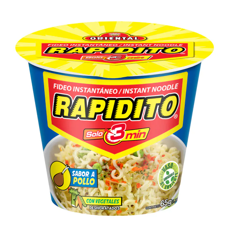 FIDEO INSTABTANEO RAPIDITO POLLO VASO ORIENTAL 65G (12)