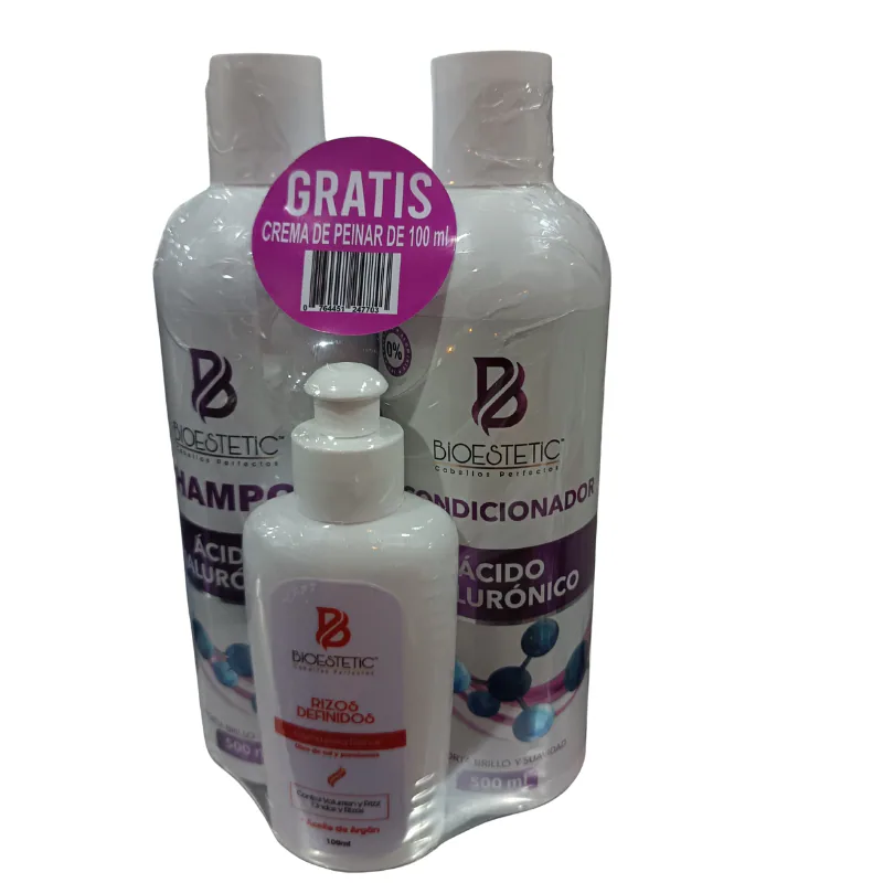 PACK X2 BIOESTETIC SHAMPOO/ACONDI HIALURONICO 500ML C/U