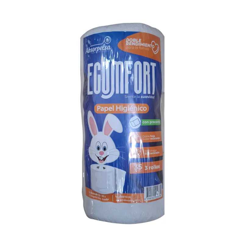 PAPEL HIGIENICO ECOMFORT ADBSORPELSA X3ROLLOS