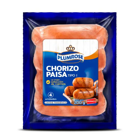 CHORIZO PAISA TIPO I PLUMROSE 200GR