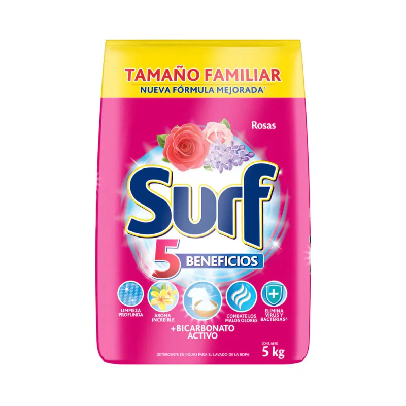 DETERGENTE POLVO SURF ROSAS Y LILAS 5KG