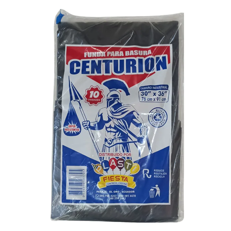 FUNDA CENTURION BASURA 30X36 NEGRA (100PX10U)