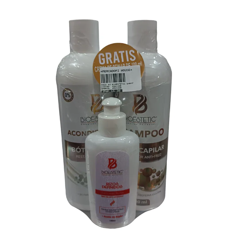 PACK X2 BIOESTETIC SHAMPOO/ACOND BOTOX CAPILAR 500ML C/U