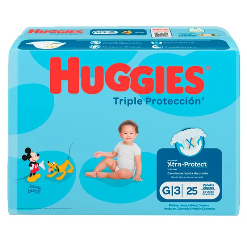 PAÑAL HUGGIES TRIPLE PROTEC G X25 EMPAQ INDIV.(CELESTE)