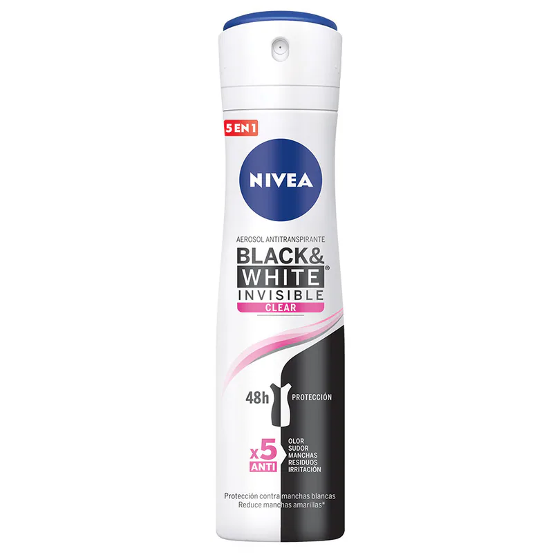 DESOD.NIVEA SPR FEM BLACK WHITE INVISIBLE CLEAR 150ML