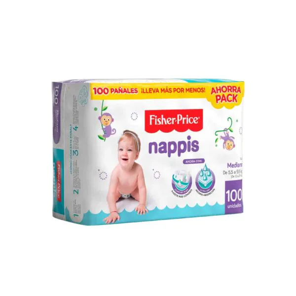 PAÑAL NAPPIS MEDIANO 100U 3 FD