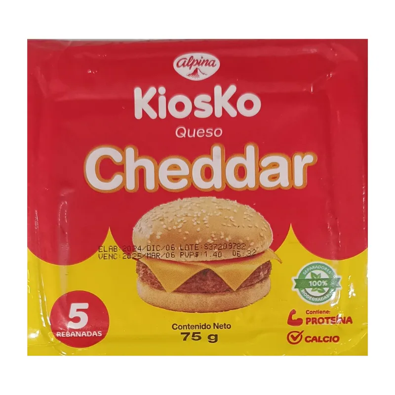 QUESO CHEDDAR 75G 5 LONJ KIOSKO