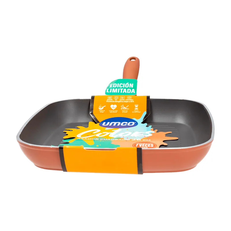 ASADOR CUADRADO COLORS TERRACO 26CM INDU
