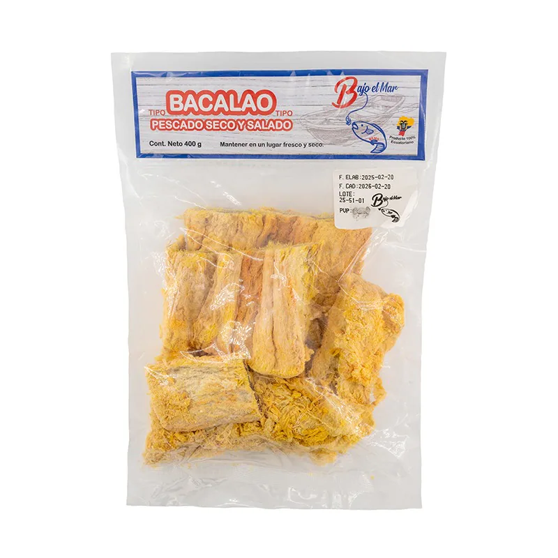BAJO EL MAR BACALAO PESCADO SECO Y SALADO 400G
