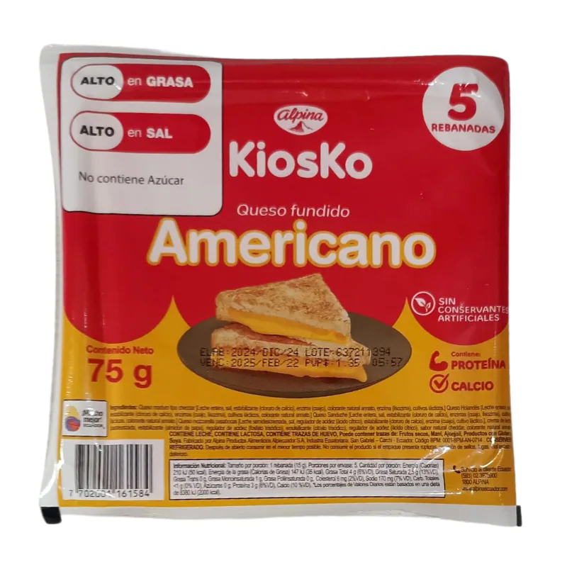 QUESO AMERICKIOSKO 5 LONJ 75G