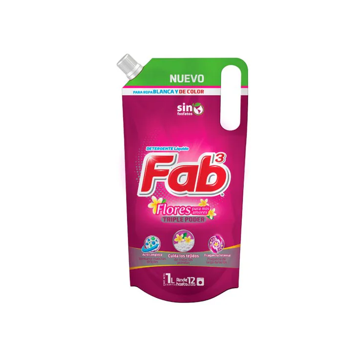 DETERG.FAB3 LIQ. FLORES PARA MIS AMORES DOYPACK 1L X12IT 900ML
