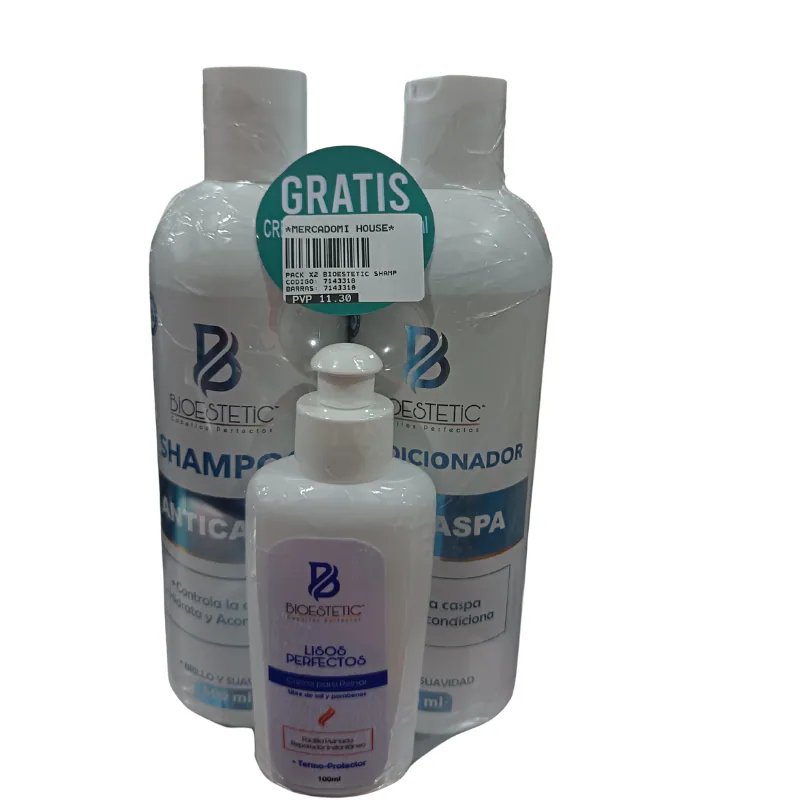 PACK X2 BIOESTETIC SHAMPOO/ACONDI ANTICASPA 500ML C/U