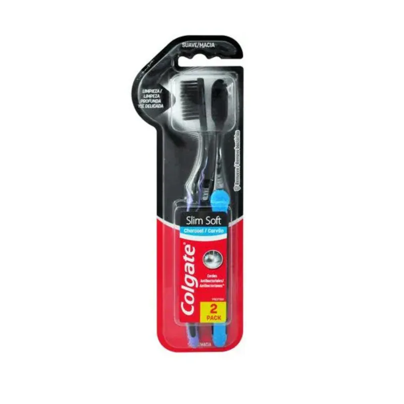 CEPILLO COLGATE SLIMSOFT CARBON SUAVE PACK X 2PCS
