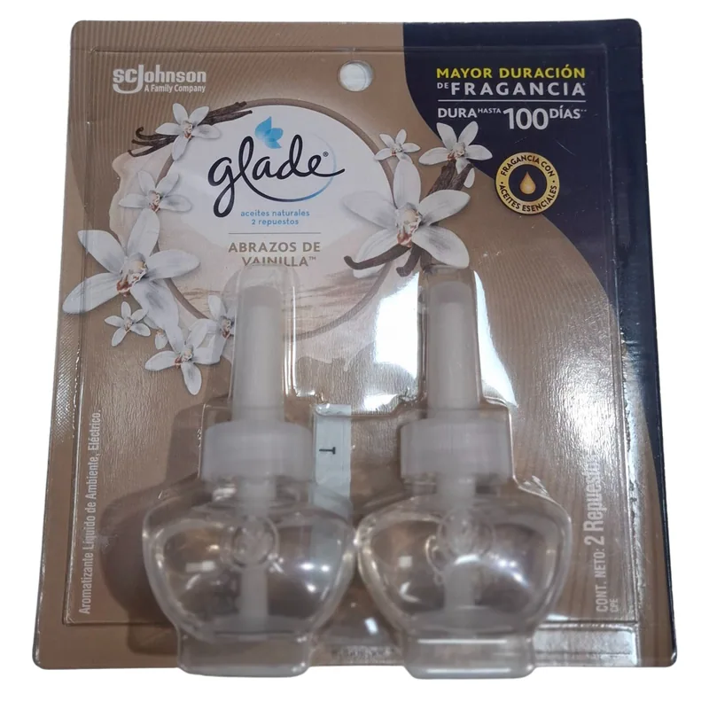 GLADE ACEITE ABRAZOS DE VAINILLA REPUESTOS X2 21ML C/U