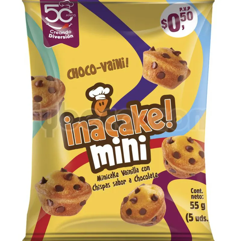 INACAKE MINI VAINILLA CHISPAS CHOCOLATE 55 GR
