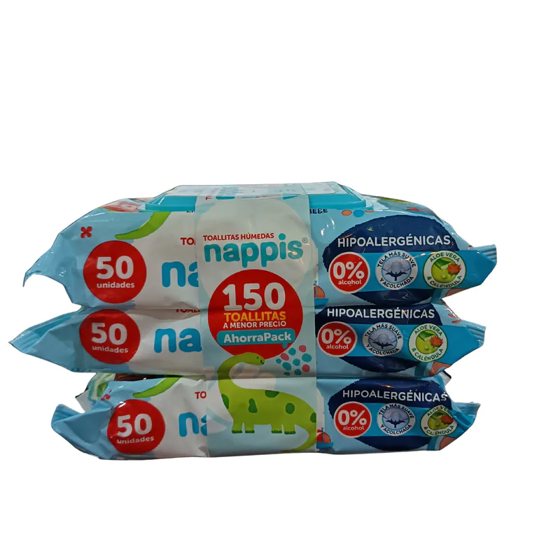 TOALLITAS HUMEDAS NAPPIS 150UN PACK X 3