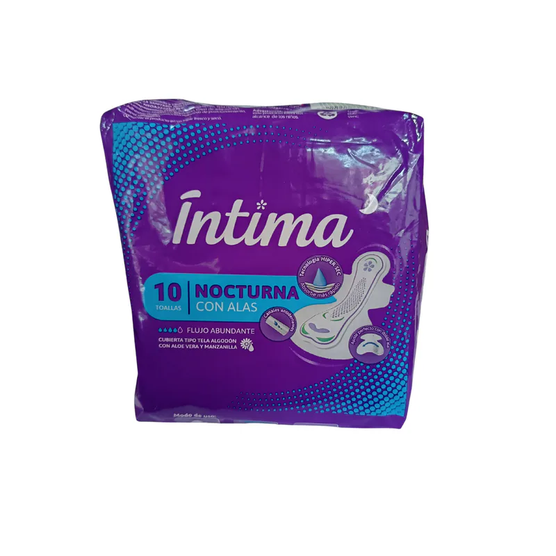 TOALLA INTIMA NOCTURNA CON ALAS 10U