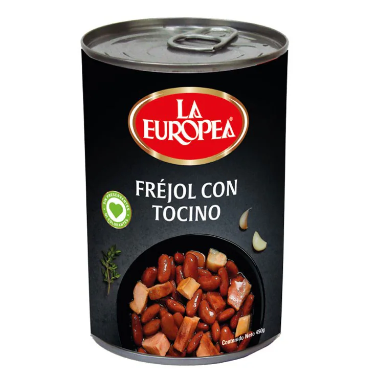 FREJOL CON TOCINO LA EUROPEA LATA 400G