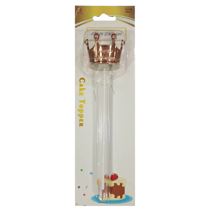 DECORACION PINCHO TOPPER CORONA ROSA ORO X1