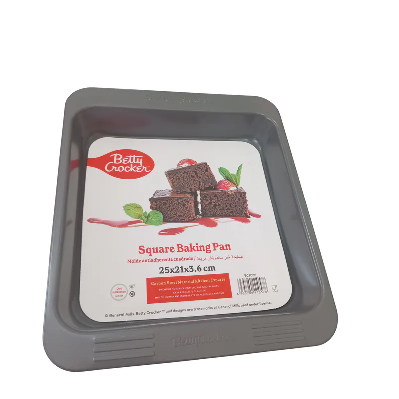 MOLDE ANTIADHERENTE CUADRADO PLOMO BETTY CROCKER 25/25/3.6CM BC1086