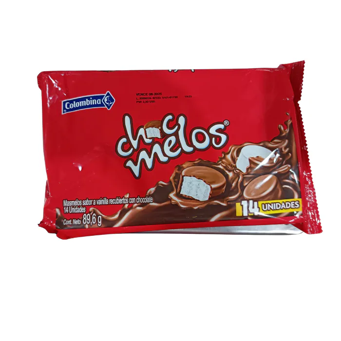 CHOCMELOS MASMELOS VAINILLA BANDEJA 14 UND 89.60G