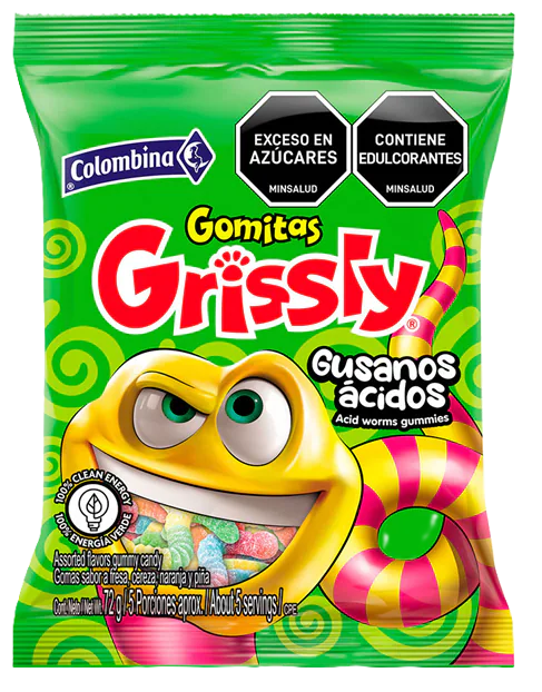 GOMITAS GRISSLY GUSANOS ACIDOS 80G