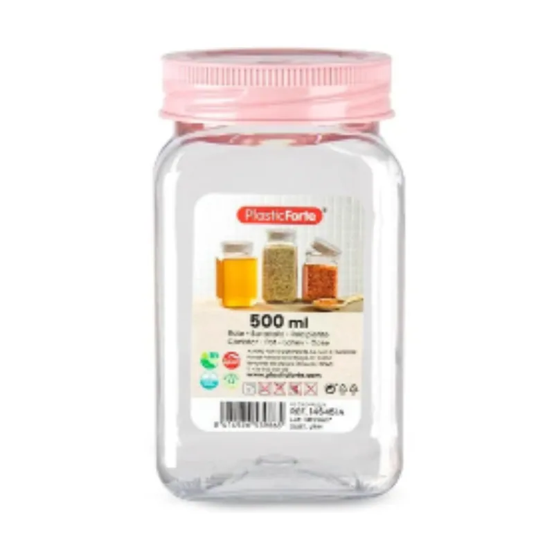 RECIPIENTE PLASTICFORTE TAPA ROSA 500ML 146451A