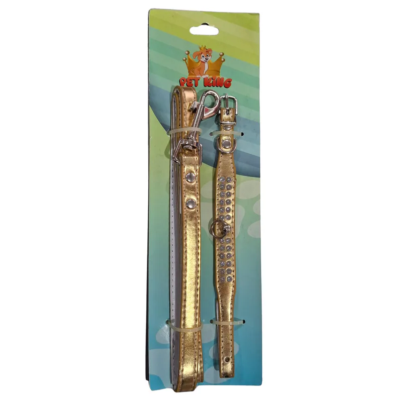 COLLAR CCORREA P/MASCOTAS DORADOS PET KING 1,5X28CM