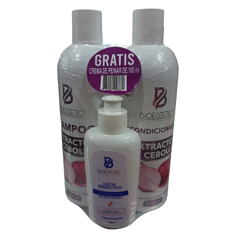 PACK X2 BIOESTETIC SHAMPOO/ACONDI EXTRACTO CEBOLLA 500ML C/U