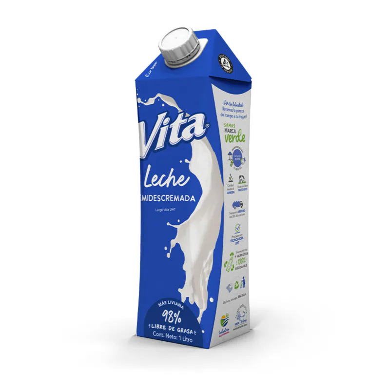 VITA CARTON CON TAPA SEMIDESCREMADA 1LT