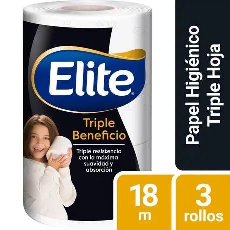 PAPEL HIGIENICO ELITE TRIPLE BENEFCICIO X3