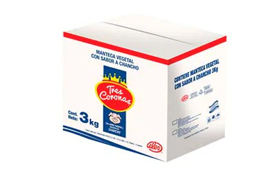 MANTECA TRES CORONAS SABOR A CHANCHO BLOQUE 3KG 8X1