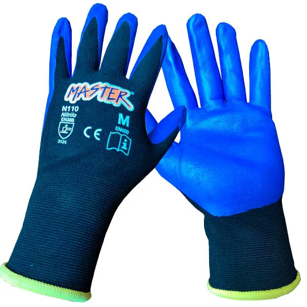GUANTE MASTER REVESTIDO NITRILO AZULNEGRO N110 TM