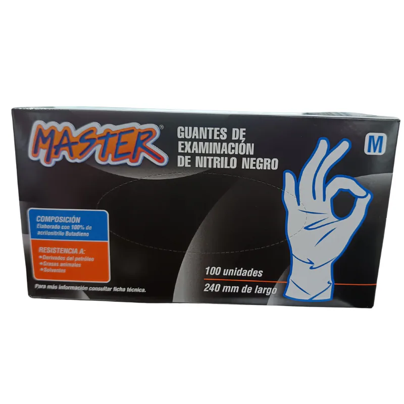 MASTER GUANTE NITRILO NEGRO TALLA M CAJA X 100U