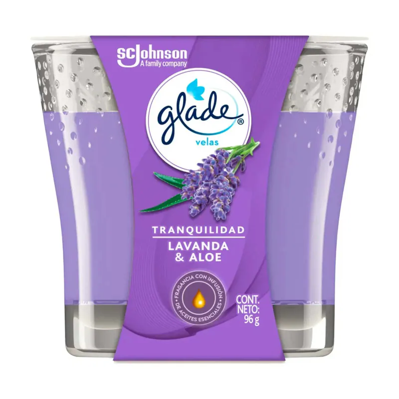 GLADE VELA TRANUILIDAD LAVANDA Y ALOE 96G