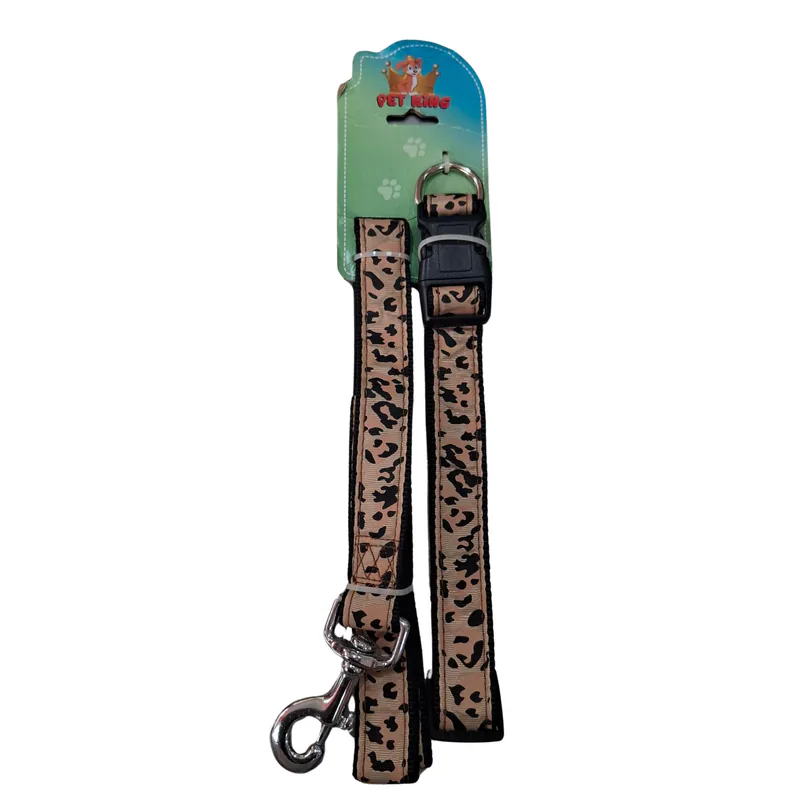 COLLAR CCORREA P/MASCOTAS LEOPARDO PET KING
