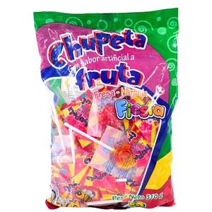 Chupeta Sabor Fruta (Naranja - Fresa), 310g