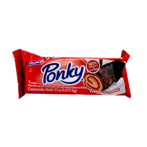Pastel con Crema y Relleno sabor a Fresa PONKY, 33g