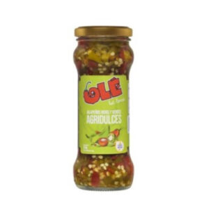 Jalapeños Rojos y Verdes Agridulces OLÉ (Envase de Cristal), 250g