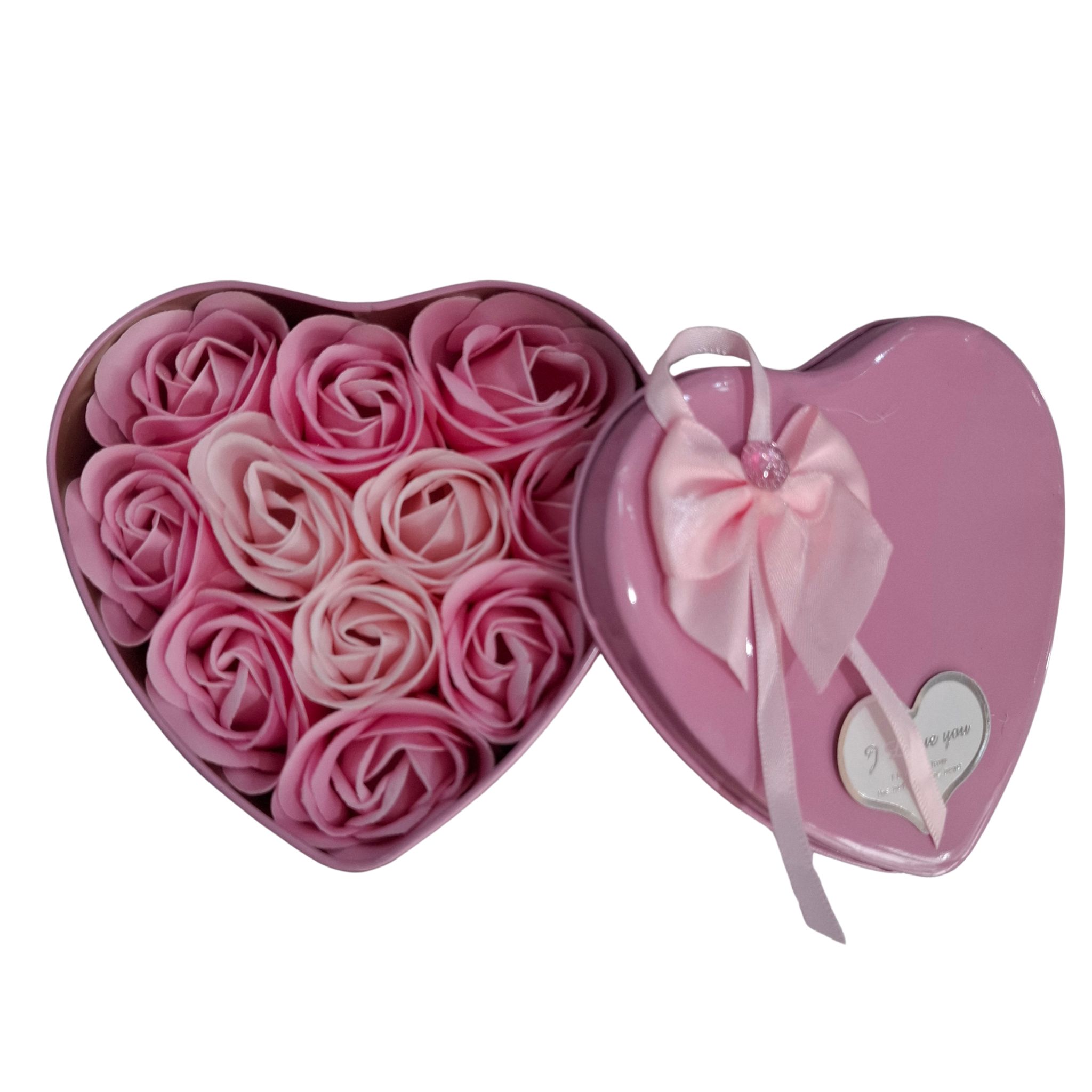 CAJA CORAZON PEQUEÑO CON ROSAS LOVE YOU 9372 - Mercadomi
