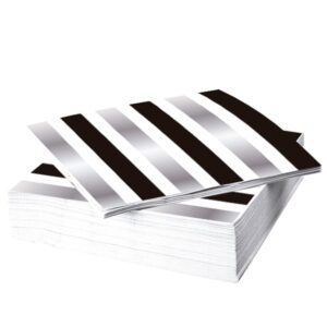 SERVILLETA NEGRA RAYAS BLANCAS 25X25