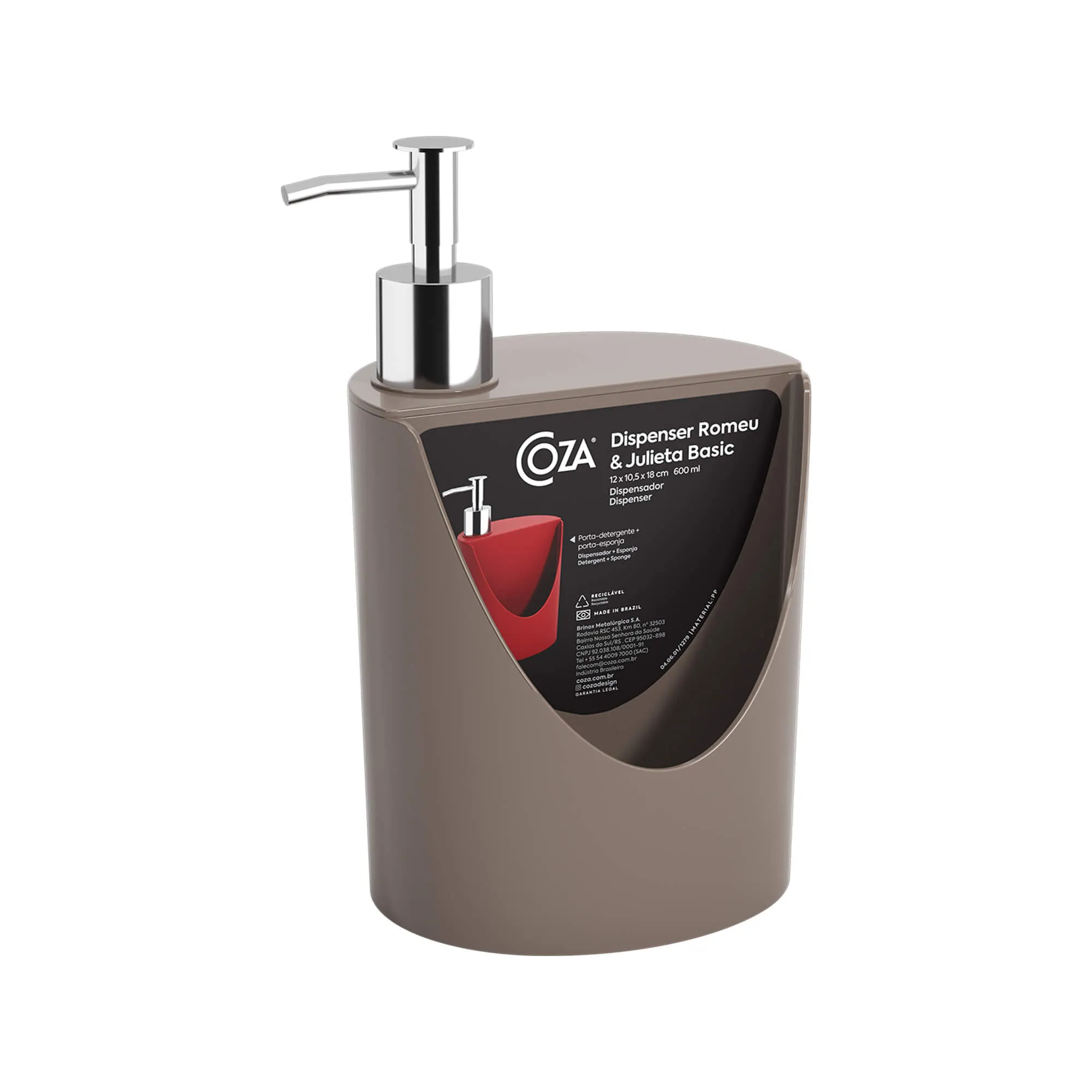 PORTA ESPONJA Y DISPENSADOR COZA 600ML CAFE