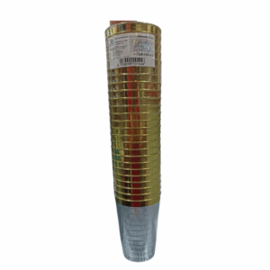 VASO PLASTICO TRANSPARENTE FILO DORADO SET25