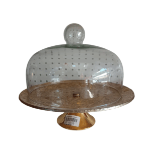 VIDRIO/ PORTA DULCES DORADO C/TAPA X1