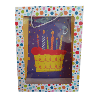 BOLSA REGALO COLORES PUNTOS HAPPY BIRTHDAY C/ACETATO